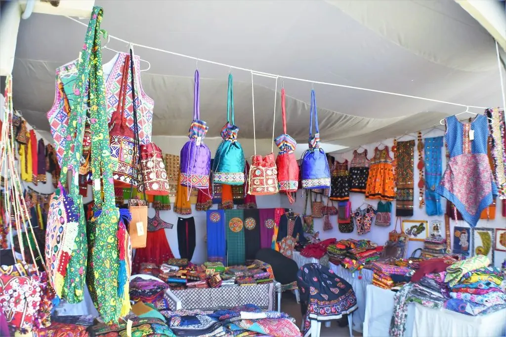 Kutchi mirror-work embroidery and handicraft stalls at Rann Utsav